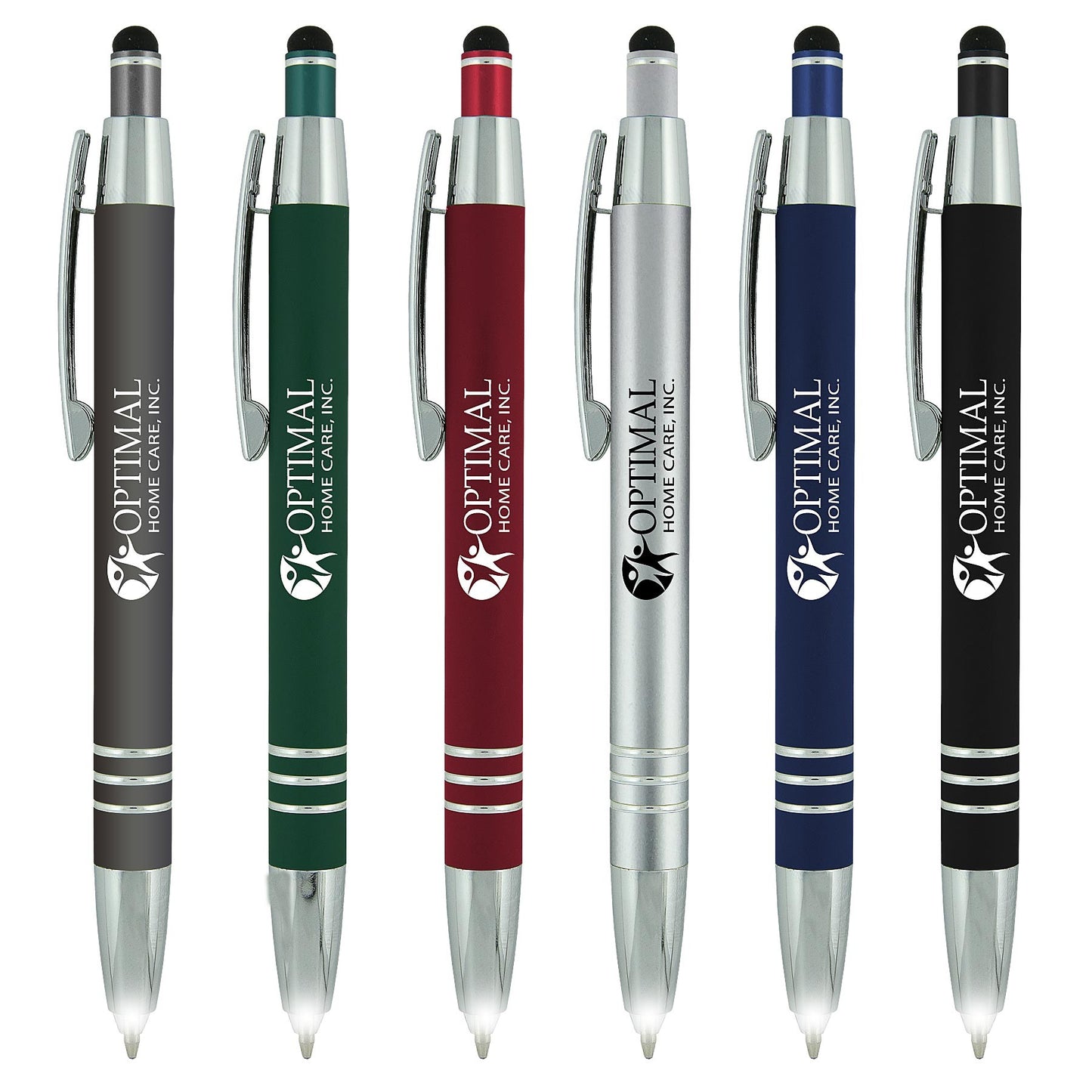 Reston LED Stylus Soft Touch Metal Pen QTY100