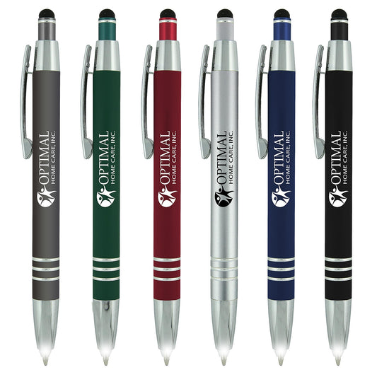 Reston LED Stylus Soft Touch Metal Pen QTY100